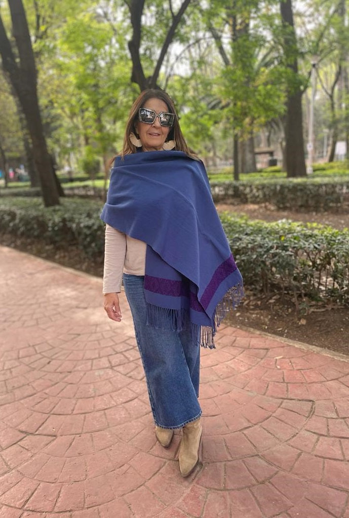 Rebozo Brocado con barbas